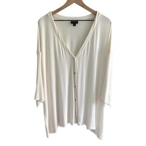 J. Jill Wearever Collection Button-Up Cardigan 4X Ivory Lagenlook Casual Stretch